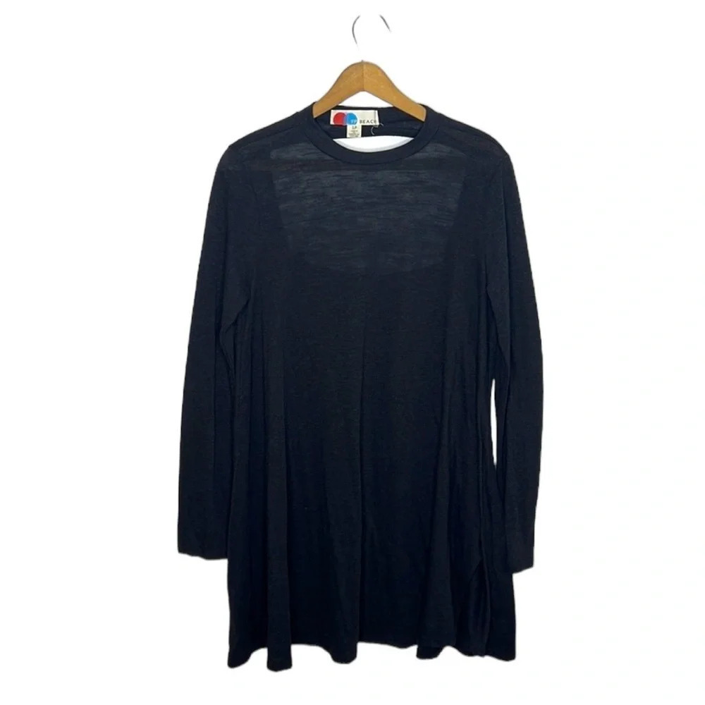 Free People Beach Black Cutout Back Tunic Cover Up Dress Long Sleeve S